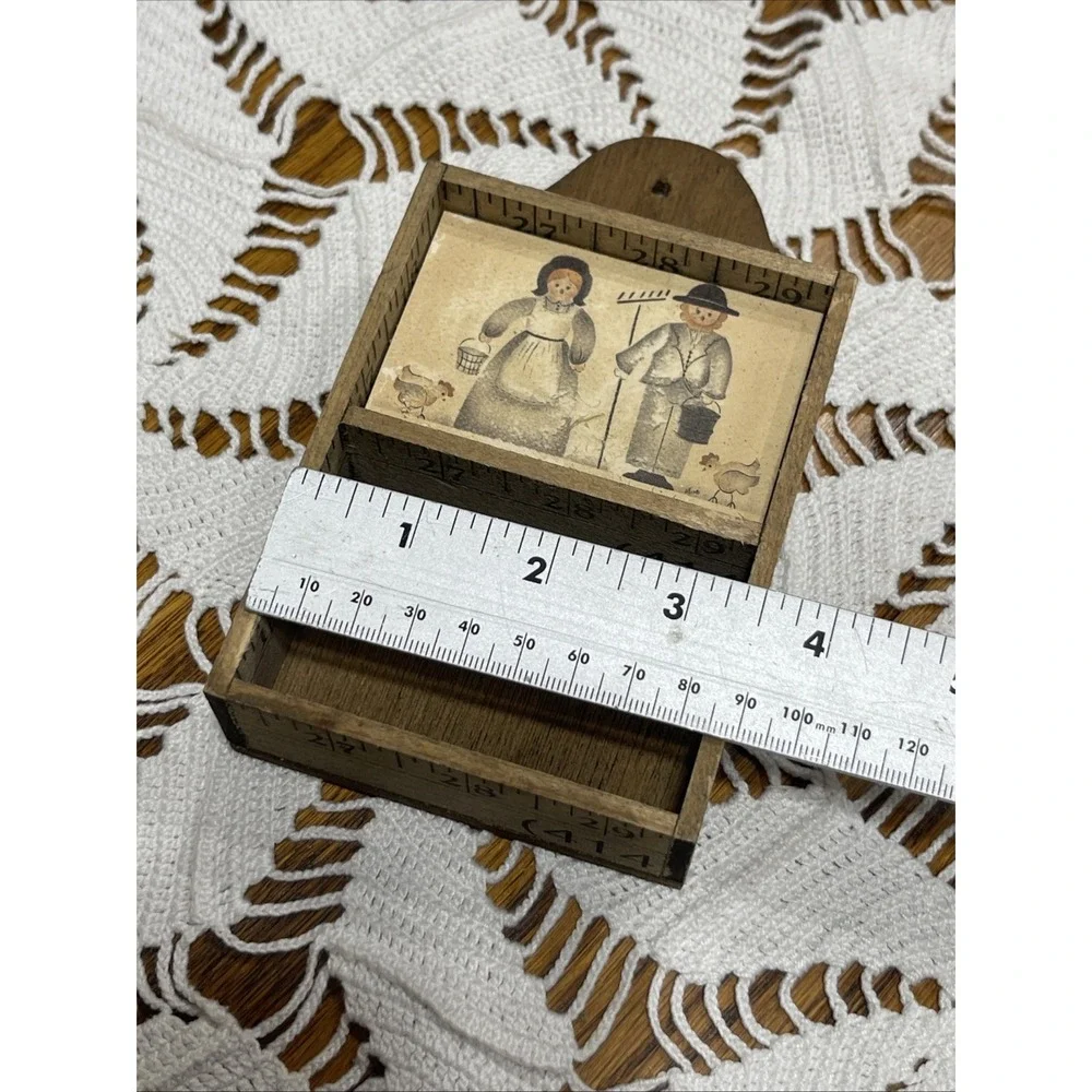 Vintage Tiny Trinket Shelf Box  Made From Yard Stick Amish Farm Chicken Decor
